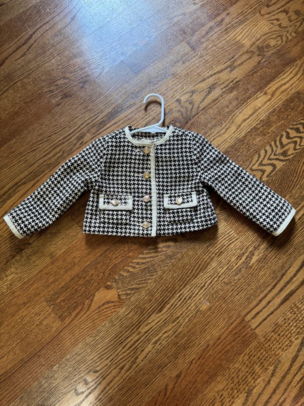 Janie and Jack Houndstooth Tweed Jacket with Gold Buttons | 12-18 Months